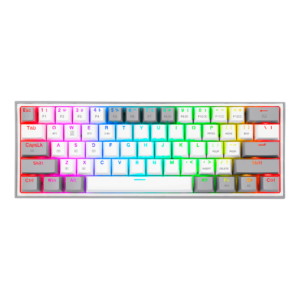 Teclado Redragon K616 Fizz Pro Blanco/Gris Rgb Mecánico  Inalámbrico Ingles Switch Rojo