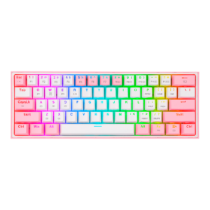 Teclado Redragon K616 Fizz Pro Rgb Blanco/Rosa Mecánico  Inalámbrico Ingles  Switch Rojo