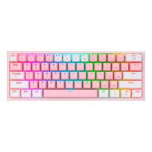 Teclado Redragon K616 Fizz Pro Rgb  Rosa/Blanco Mecánico Inalámbrico Ingles Switch Rojo
