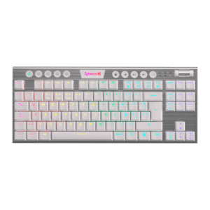 Teclado Redragon Horus K621W  Rgb Tkl Blanco Mecánico Inalámbrico Español  Switch Rojo