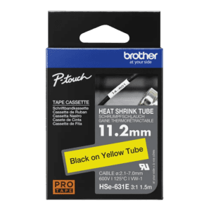 Cinta Brother Hse631E texto negro sobre fondo amarillo 11,2 mm.