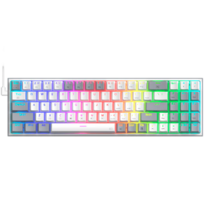 TECLADO REDRAGON K628WG-RGB Pollux RGB, Red Switch, Blanco y Gris 75%